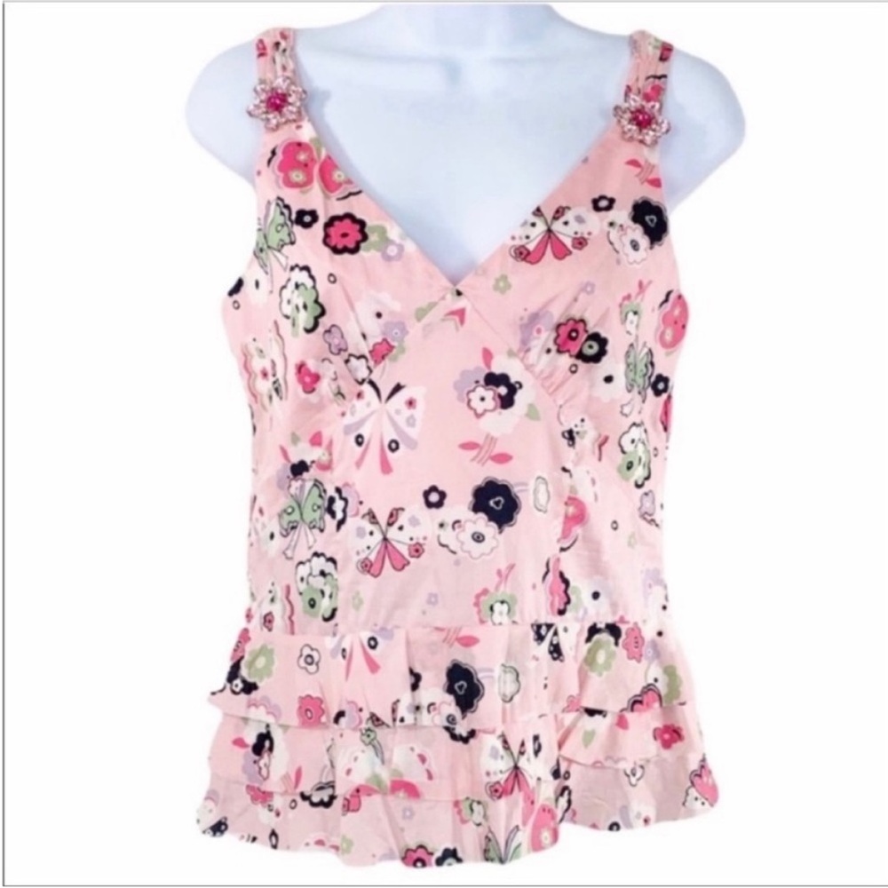 TIBI floral tank top S pink